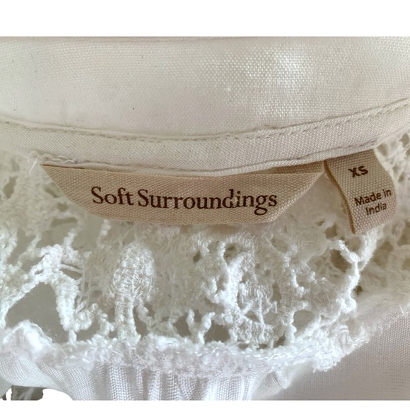 SOFT SURROUNDINGS WHITE COTTON LACE EMBROIDERED TASSEL TIE TOP. WOMEN’S SIZE XS - Picture 10 of 11